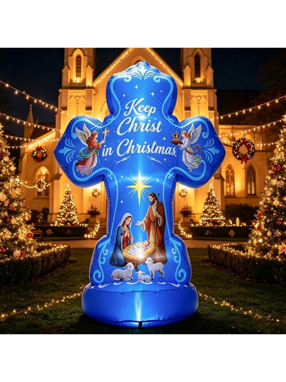 6FT Inflatable Nativity Scene with LED Lights - Giant Outdoor Christmas Decor